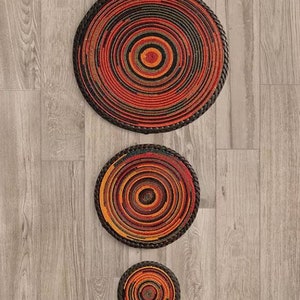 Set of 3 beaded African Wall Decor mats/ Wall Hanging decor/ Handmade home decor / African Wall Decor/ Wall mat Set/ Wall Basket /table mats