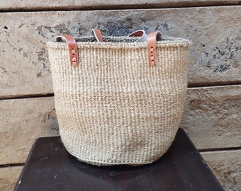 Beach bag, Natural color kiondo bag, Handwoven Market Basket, African home decor basket, Toy storage basket, woven shopper bag, boho bag