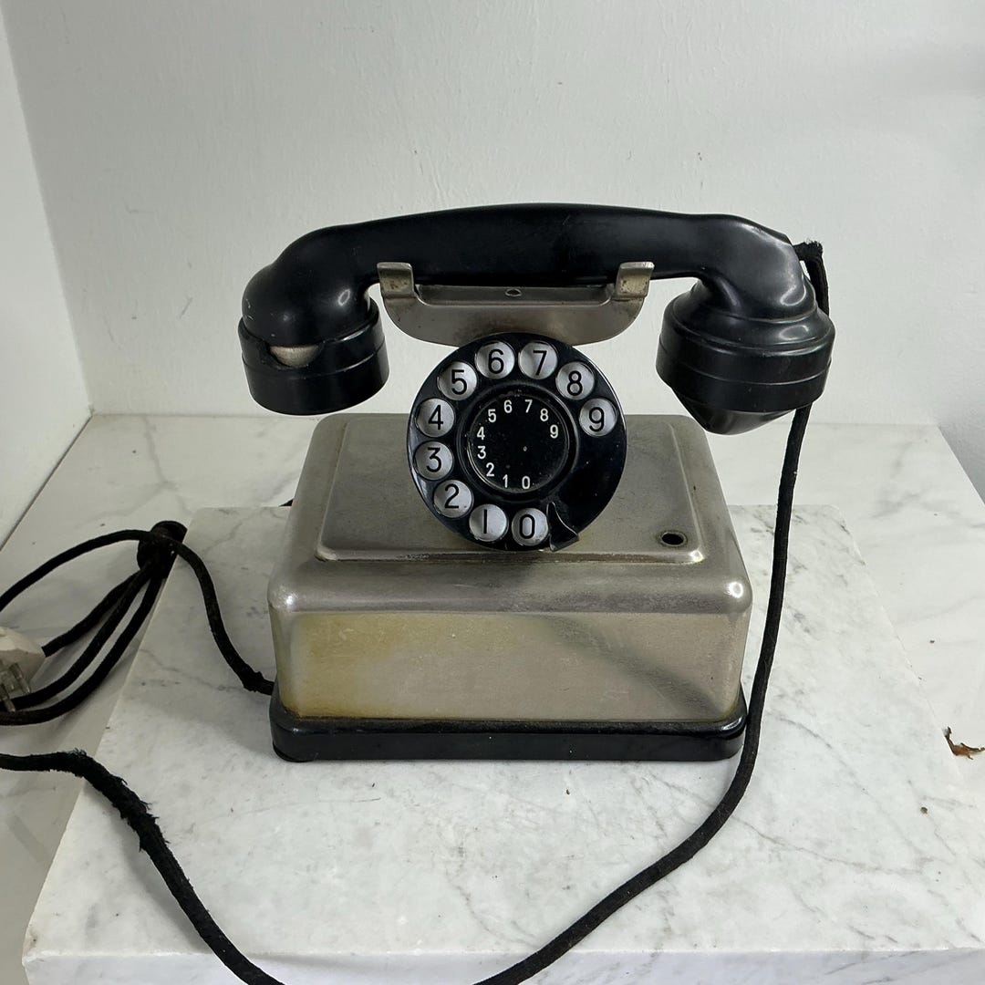 Vintage Metal Desk Telephone – 1920s/1930s – Early Rotary Dial ...