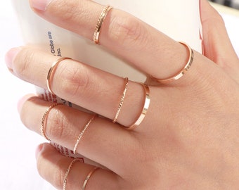 stackable rings layering rings for women tiny cross ring dainty Thin ball stacking ring rose gold surgical steel simple thin ring
