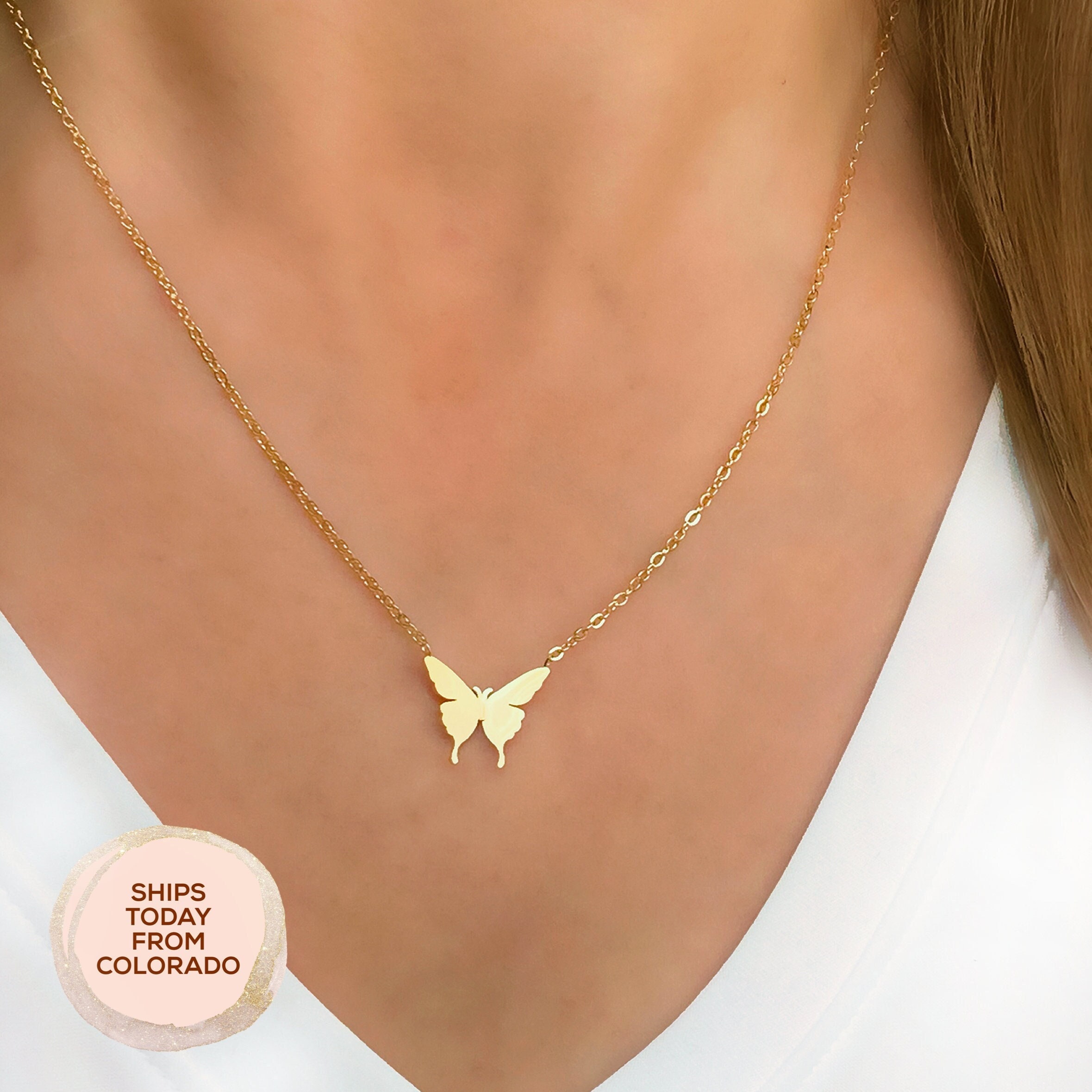 14K BG Butterfly Necklace – Favor the Kind