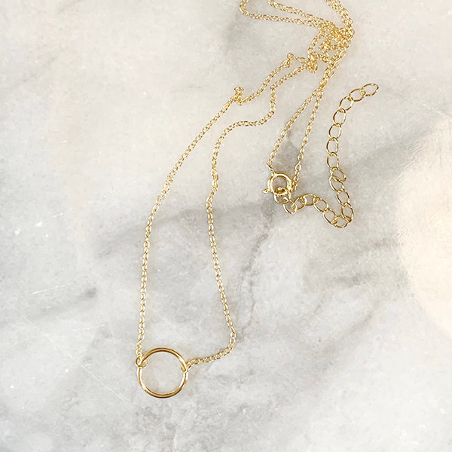 Circle Necklace Gold Silver Small Circle Dainty Karma Necklace Etsy