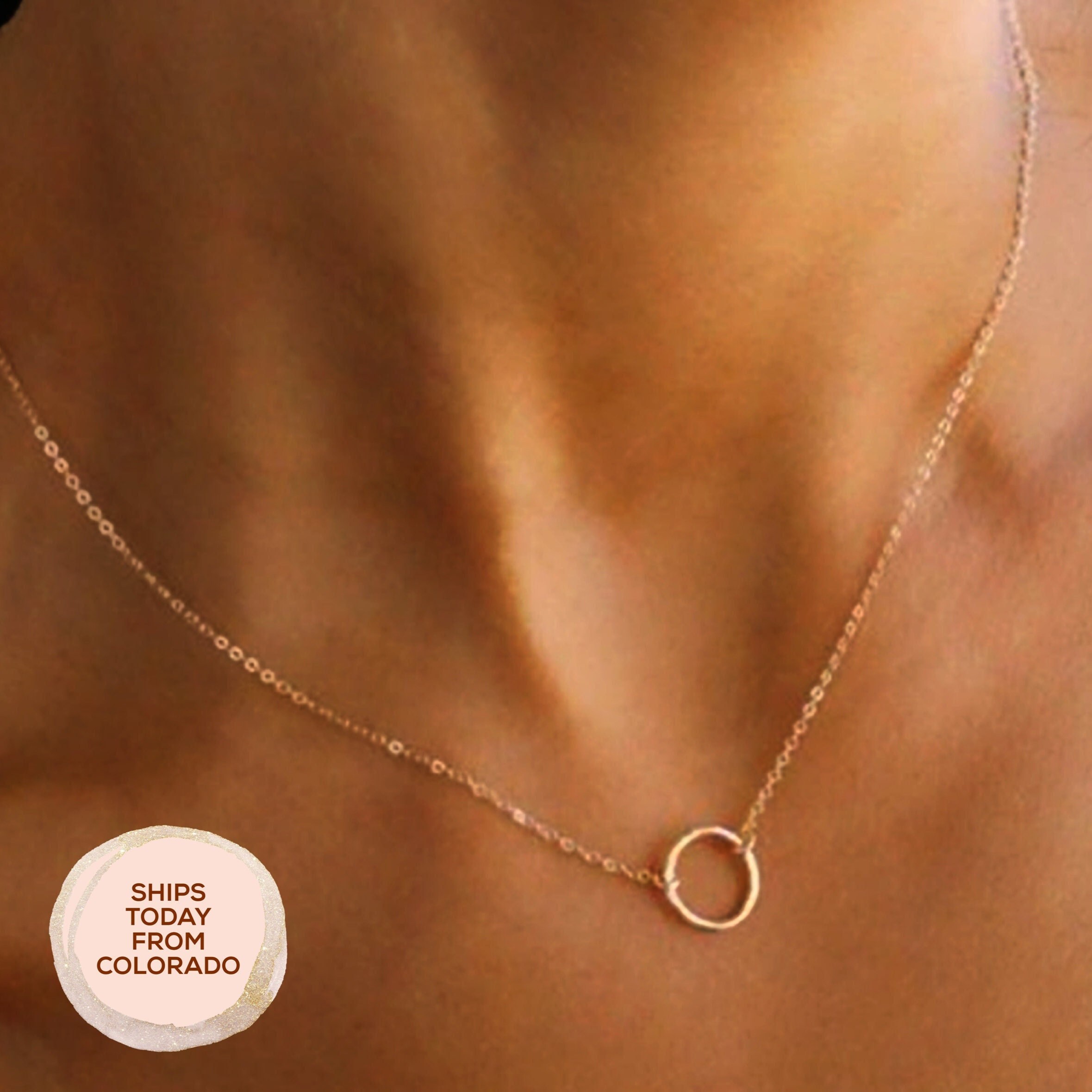 Circle Necklace Gold Silver Small Circle Dainty Karma Necklace Etsy