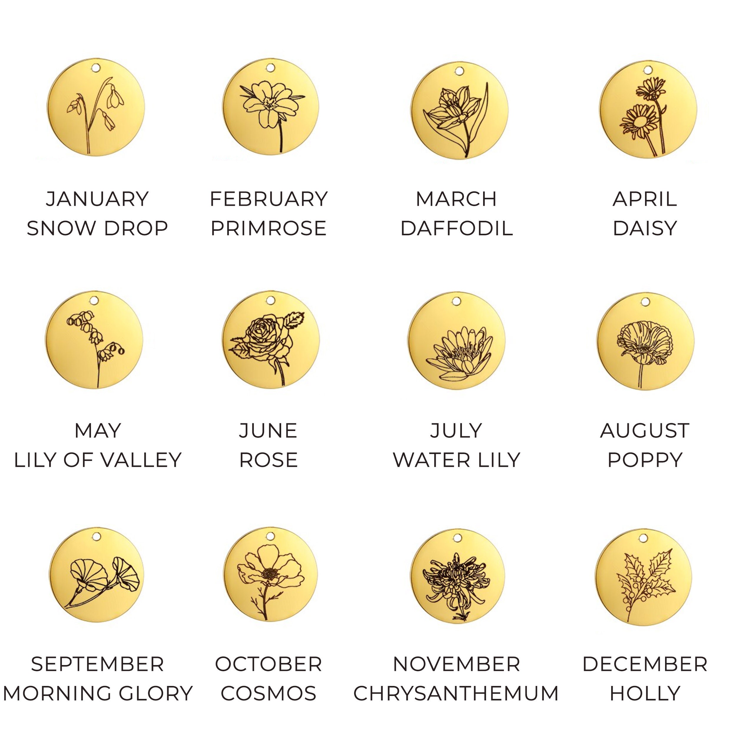 Birth Flower Necklace Sunflower Necklace Birth Month Floral Etsy