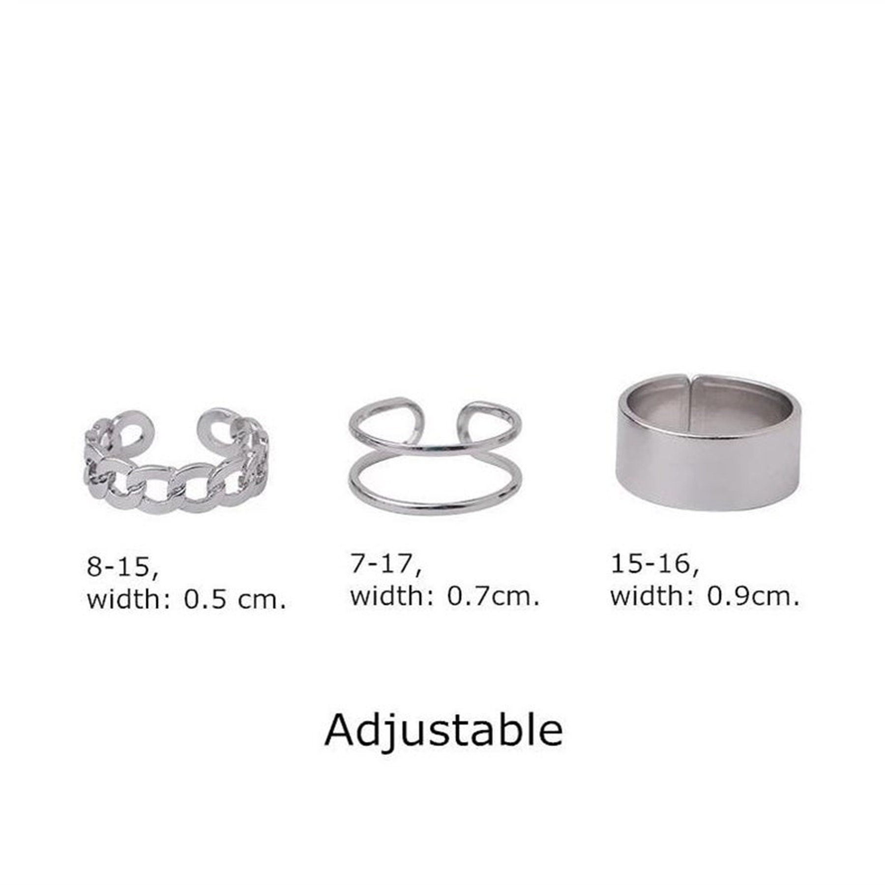 Adjustable Rings Set Sterling Silver Wide Stainless Steel Etsy