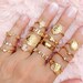 Stackable Rings Set | Vintage Bohemian Stacking Ring Evil Eye Gold Boho Bohemian Opal | Knuckle Midi Rings Hippie Set of 15