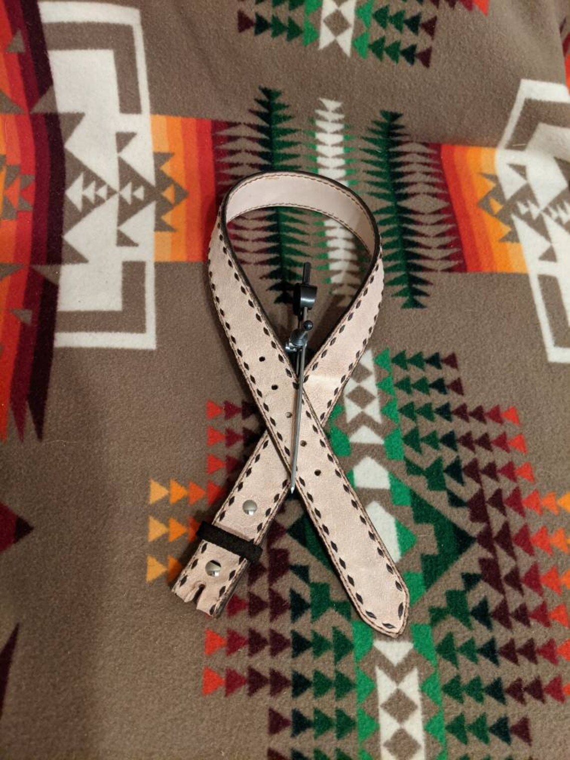 Custom Rough Out Leather Belt With Buck Stitching Etsy