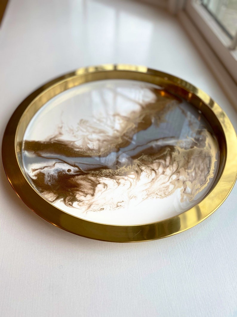 Stunning Large Gold Serving Tray in White Gold and Silver Etsy Canada