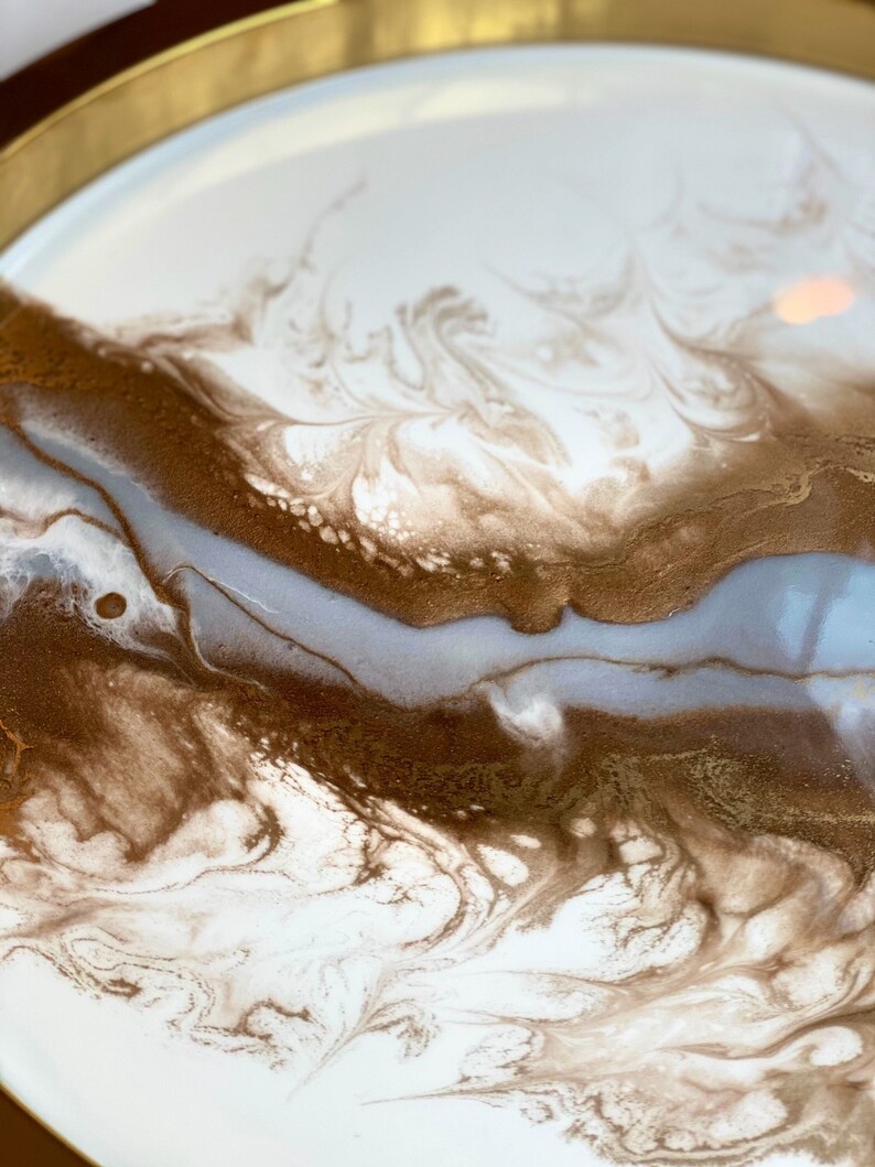 Stunning Large Gold Serving Tray in White Gold and Silver Etsy Canada