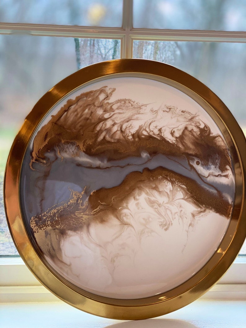 Stunning Large Gold Serving Tray in White Gold and Silver Etsy Canada