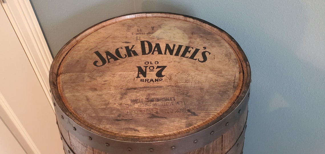 Jack Daniels full whiskey barrel bar shelf Etsy