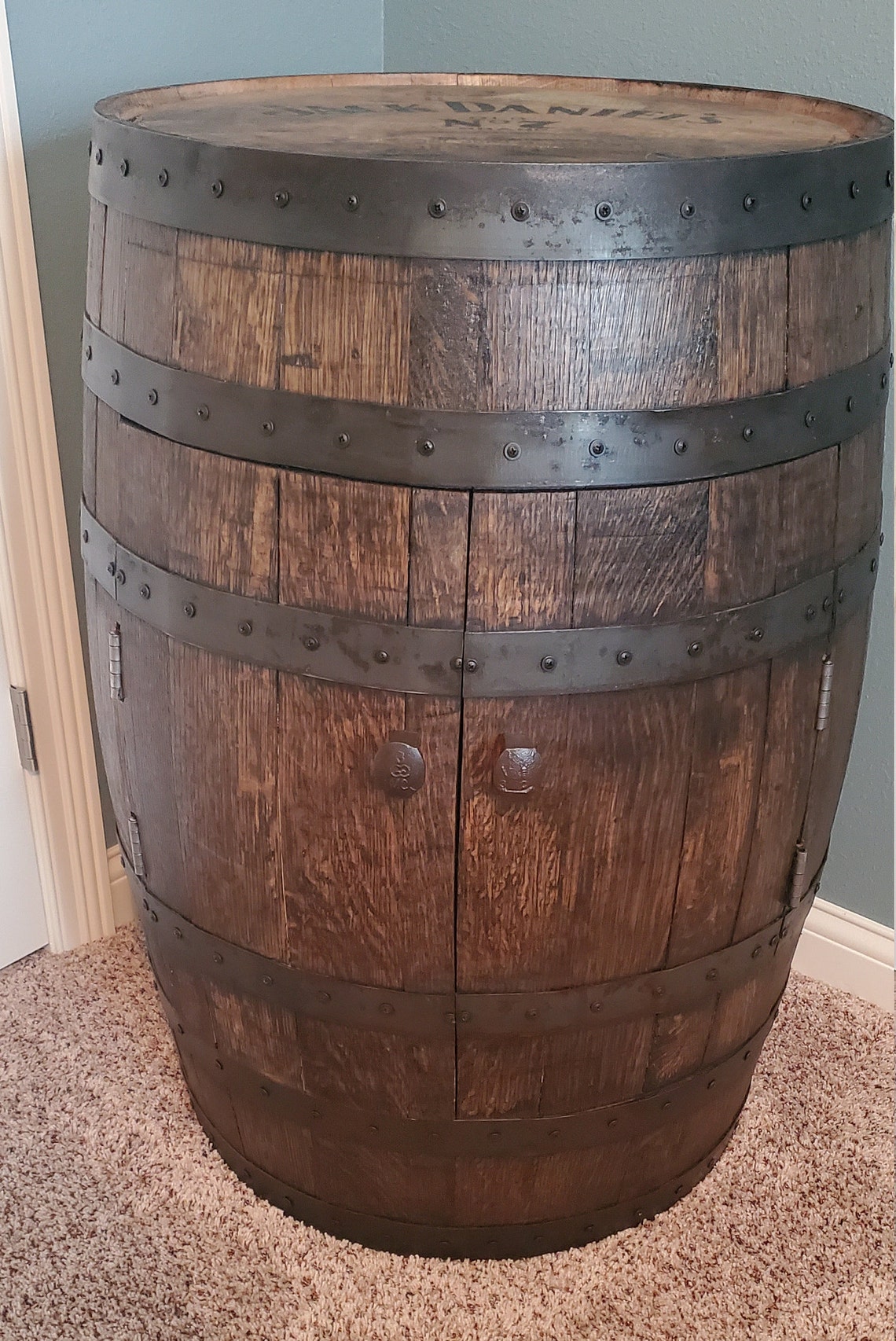 Jack Daniels full whiskey barrel bar shelf Etsy
