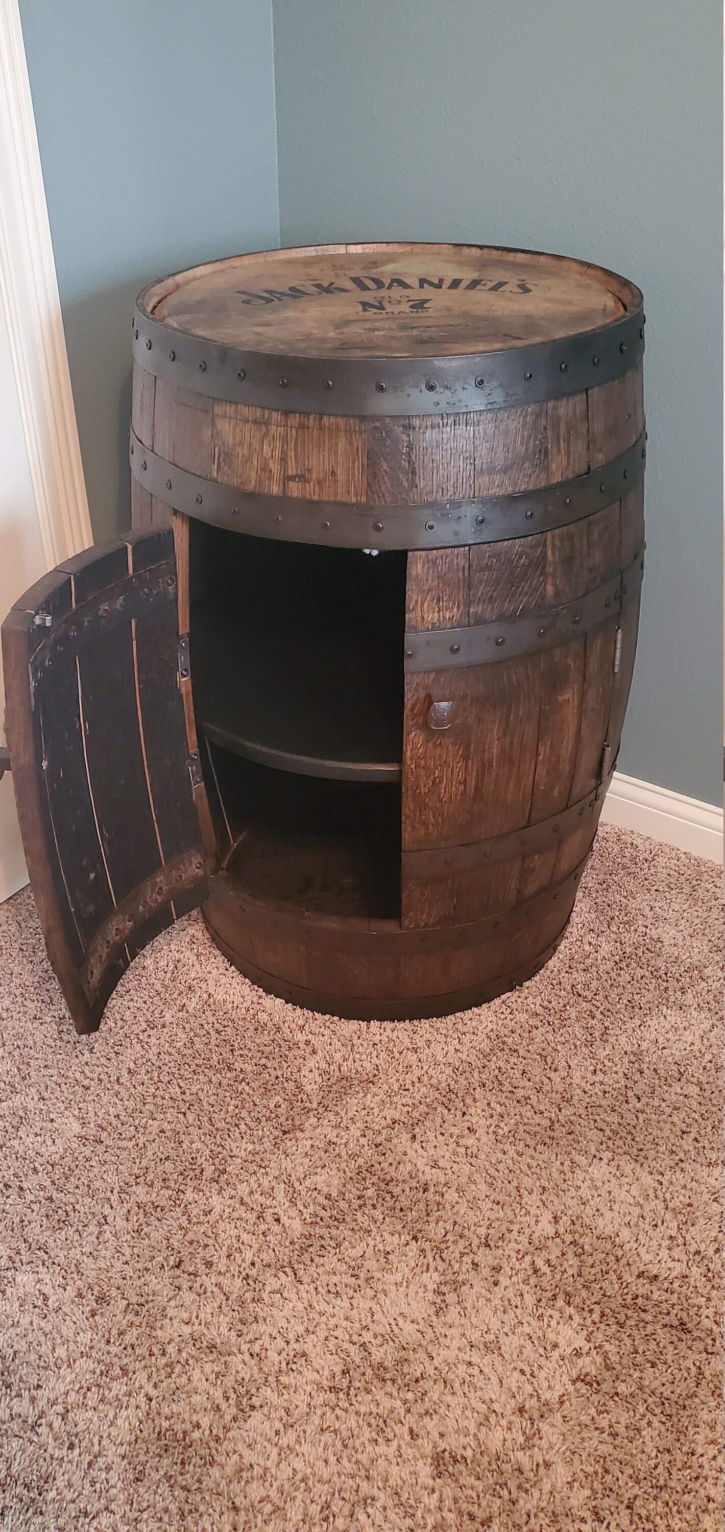Jack Daniels full whiskey barrel bar shelf Etsy