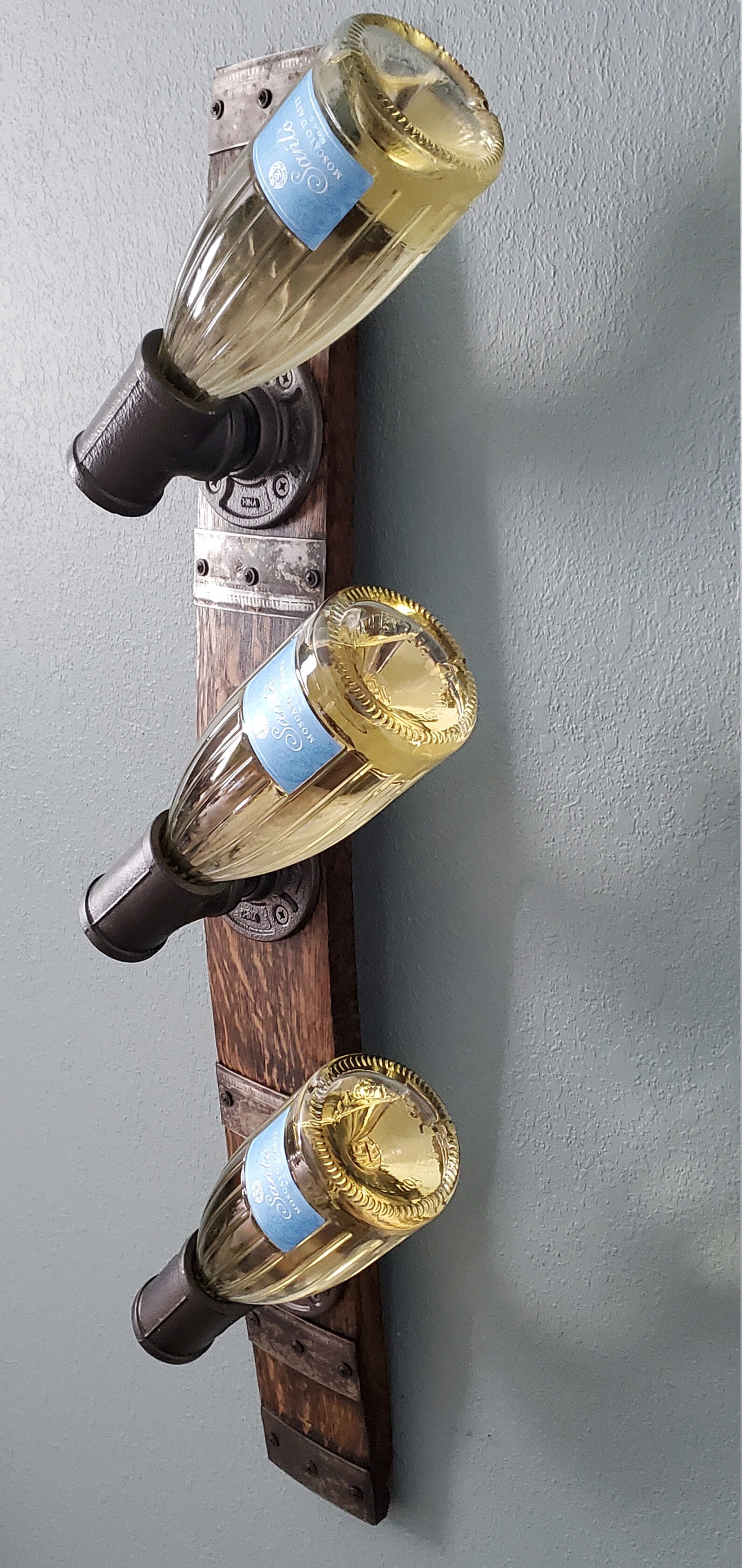 Whiskey Stave Industrial Pipe Bottle Holder Etsy