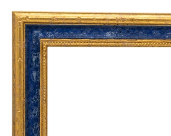 Picture frame gold with blue series 549, baroque, antique, vintage design - all sizes - DIN A2 / A3 / A4 / A5 by FrameShop