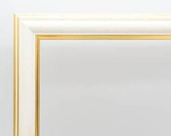 Cadre photo blanc avec gold Serie E 1200, Classique, d’autres couleurs et toutes tailles - DIN A2 / A3 / A4 / A5 by CadreShop