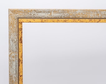 Blanc avec cadre photo en or de la série 093RF, cadre photo, cadre d’affiche de toutes les tailles DIN A2 / A3 / A4 / A5 by RahmenShop