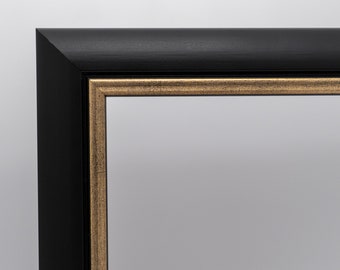 Matt black with gold Photo frame series 396R, photo frame, poster frame in all sizes DIN A2 / A3 / A4 / A5 by RahmenShop