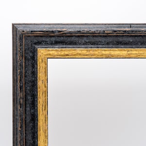 Black with gold picture frames from the 528 series, photo frames, poster frames in all sizes DIN A2 / A3 / A4 / A5 by FrameShop