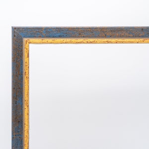 Blue with gold picture frame of the series 093RF, photo frame, poster frame in all sizes A2 / A3 / A4 / A5 by RahmenShop