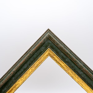 Grün mit Gold Bilderrahmen der Serie 528, Fotorahmen, Posterrahmen in allen Größen DIN A2 / A3 / A4 / A5 by RahmenShop Bild 5