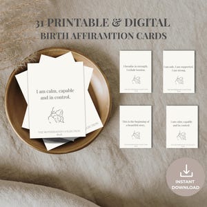 Cartes d'affirmation de naissance - Téléchargement numérique instantané, versions imprimable et pour téléphone. L'hypnose et la trousse d'hôpital sont indispensables