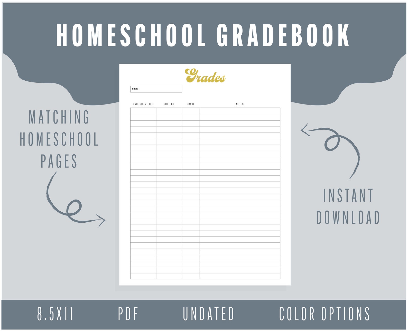 One Student Homeschool Gradebook Template