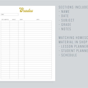 Homeschool Gradebook Printable Grade Book Template Instant - Etsy