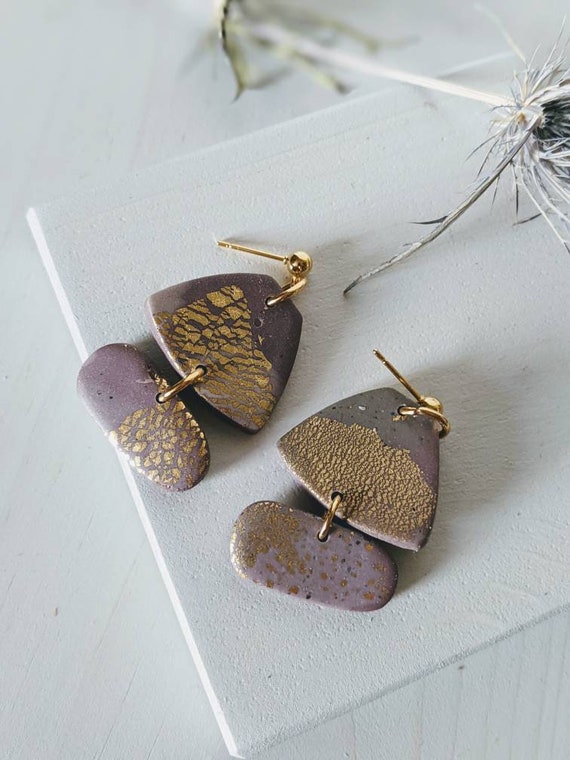 Janice Minimalist Clay Earrings Polymer Clay Lightweight Slab and