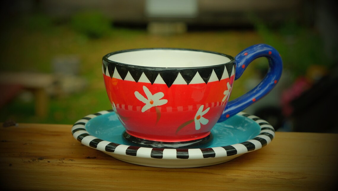 Teapot cup and saucer combination Etsy