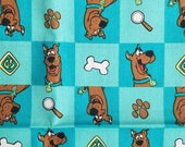 Scooby Doo Fabric 100 Cotton FAT Quarter (18 quot 21 quot ) Teal Scooby Print for diy Face Mask