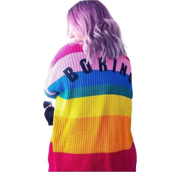 Embroidered Rainbow Striped Oversized 
