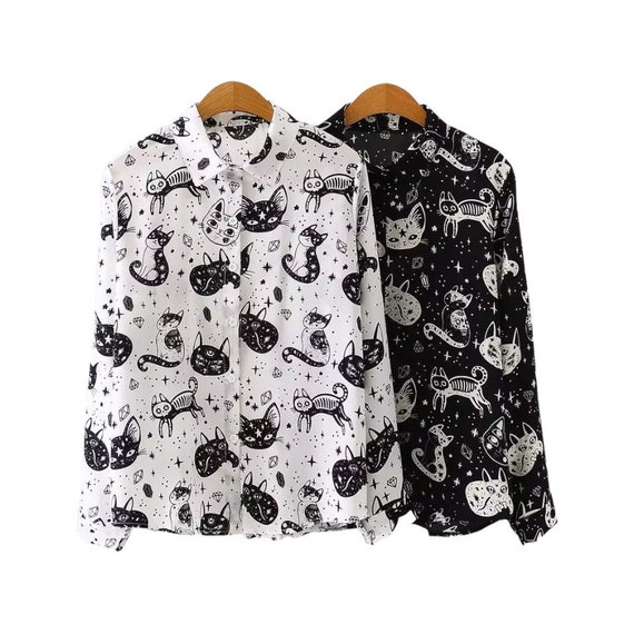 Cats Print Vintage Style Shirt Gift Idea for a Cat Lover Etsy