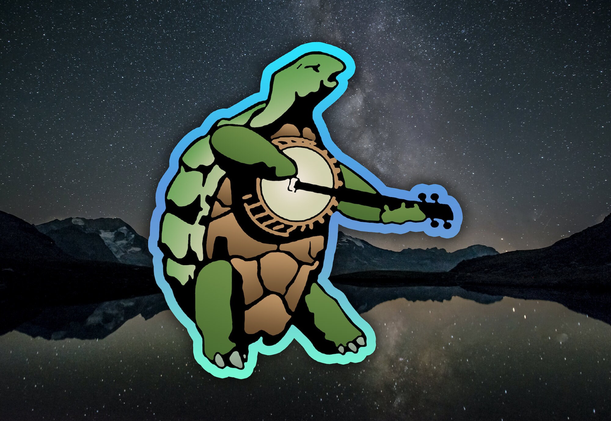 Terrapin Turtle With Banjo Waterproof Vinyl Sticker Decal Etsy