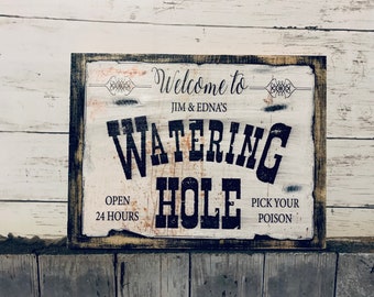 Watering Hole Sign Etsy