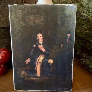 Handmade Vintage  ART Print Primitive Portrait GEORGE WASHINGTON Picture Rustic Antique wall  Print on Canvas Board 5x7 or 8x10