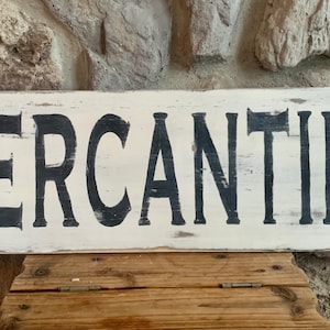Farmhouse Vintage Primitive MERCANTILE Wooden Sign Distressed Rustic Chippy farmhouse decor