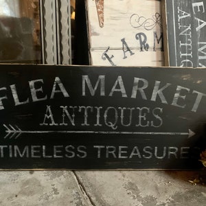 Handmade Vintage wooden sign FLEA  Market  primitive Distressed Rustic Chippy farmhouse decor