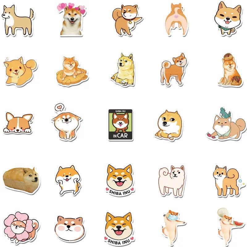 Cartoon Shiba Sticker 50 sheets | Etsy