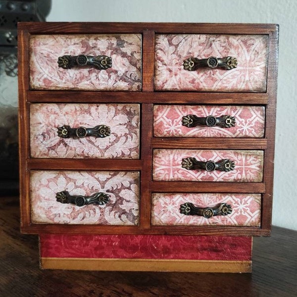 Mini commode en bois, Commode de style marocain, Commode vintage, Boîte à bijoux en bois, Boîte de rangement, Boîte à meubles