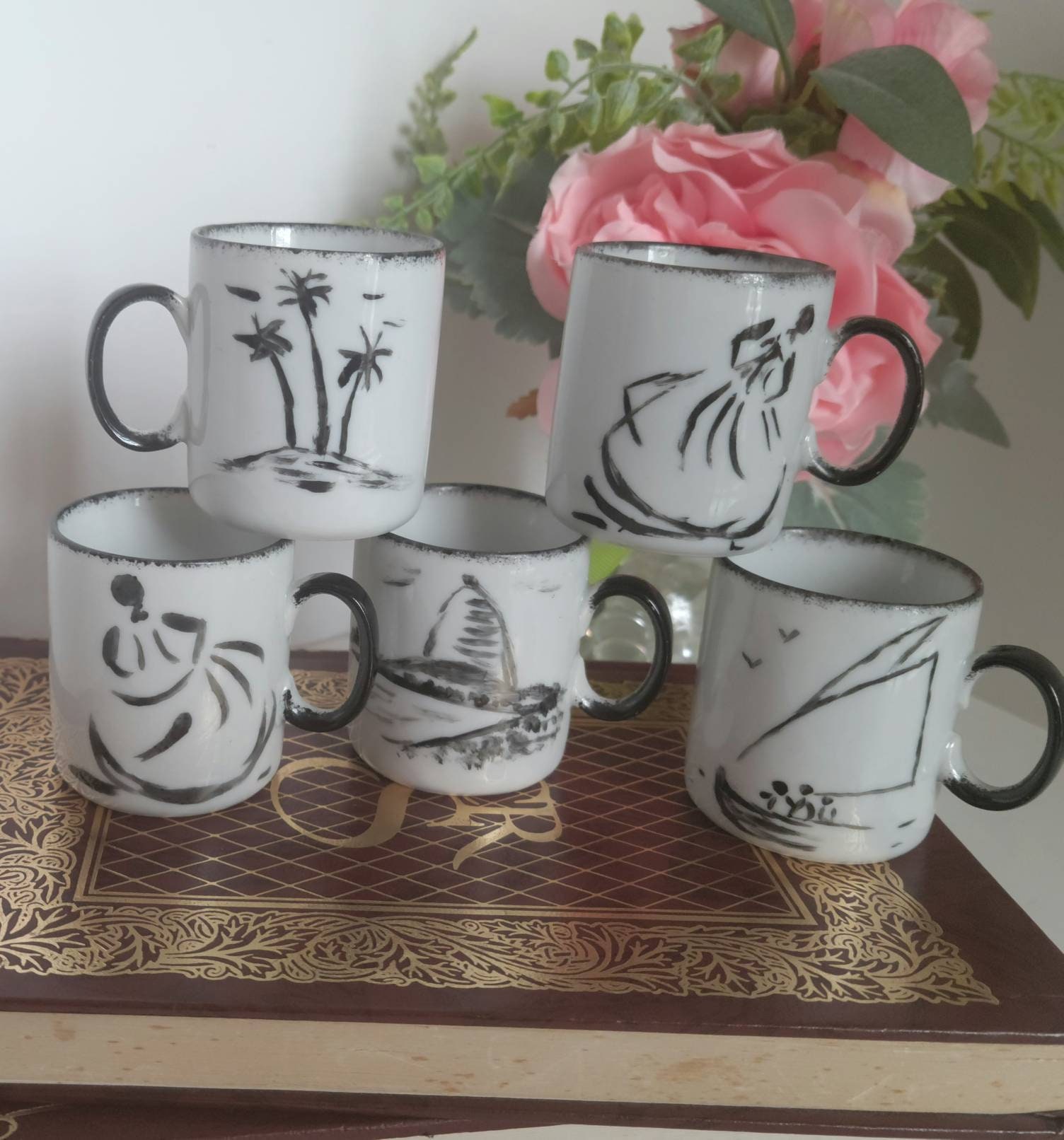 2oz Orange Espresso Cup and Saucer Extra Small Espresso Coffee Cup Glossy  Glaze Tiny Mug Art Gifts Edvard Munch the Scream 