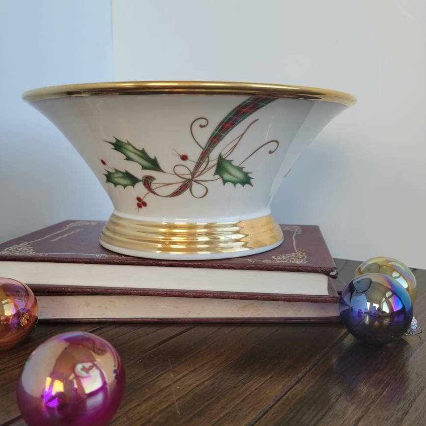 Lenox Holiday Nouveau Large Serving Bowl 22 Karat Gold Trim Etsy