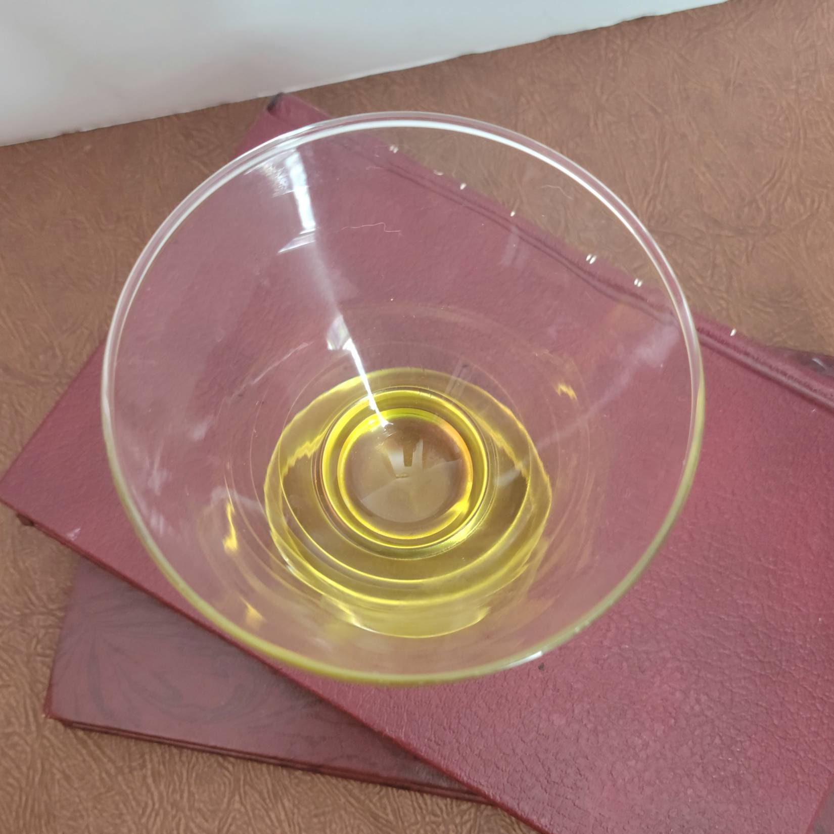 Vintage 1980's Stemless Martini Glasses With Yellow Etsy