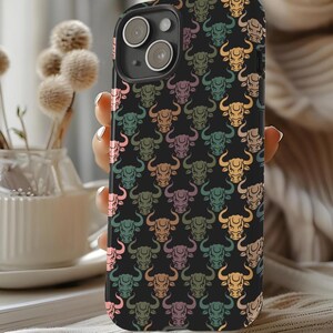 Bison Head Buffalo Phone Case Cover Gift Designed For iPhone 16, 15, 14 Pro Max Plus, Galaxy S24 S23 Ultra, Pixel 8, Animal Tough, Flip Case
