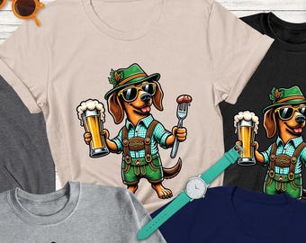 Oktoberfest Dachshund Lederhose Shirt, Weiner Dog Shirt, Beer Lover Shirt, Beer T-shirt, Oktoberfest Tshirt, Beer Festival Shirt, Beer Shirt