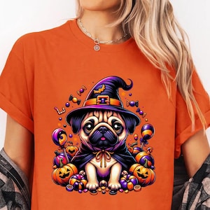 Funny Halloween Pumpkin Boo Witch Pug Dog Shirt, Cute Halloween Shirt, Pug Lover Gift, Halloween Sweatshirt, Pumpkin Shirt, Spooky Shirt