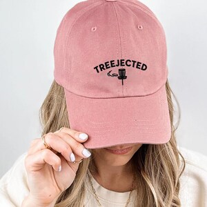 Treejected Disc Golf Hat, Funny Embroidered Frisbee Golf Cap, Disc Golfer Dad Hat, Tree Ace Putt Joke Hat, Throwing Shade Cap
