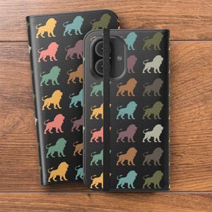 Retro Lion Phone Case Cover Gift Designed For iPhone 16, 15, 14 Pro Max Plus, Galaxy S24 S23 Ultra, Pixel 8, Wild Animal Tough, Flip Case