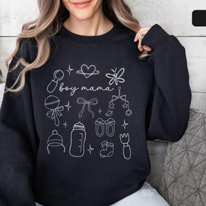Boy Mama Shirt, New Boy Mom Sweatshirt, Cute Mother&#39;s Day Hoodie, Trendy Mommy Graphic Tee, Fun Pregnant Mom Life Outfit Proud Mama Top