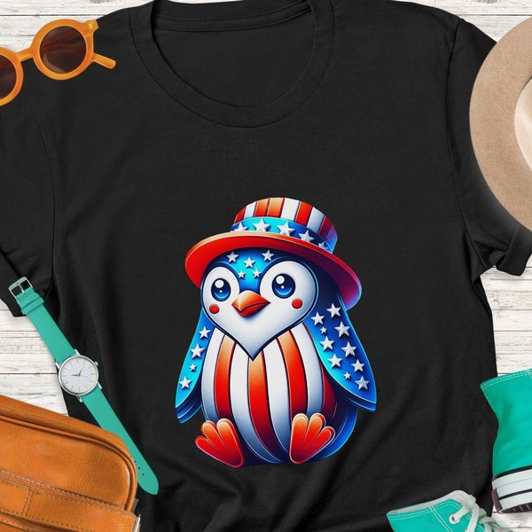 Penguin American Flag Shirt, 4th of July Gift, Memorial Day Shirt, USA Day Sweatshirt, Red White Blue Tee, Penguin Lover Gift, Penguin Shirt